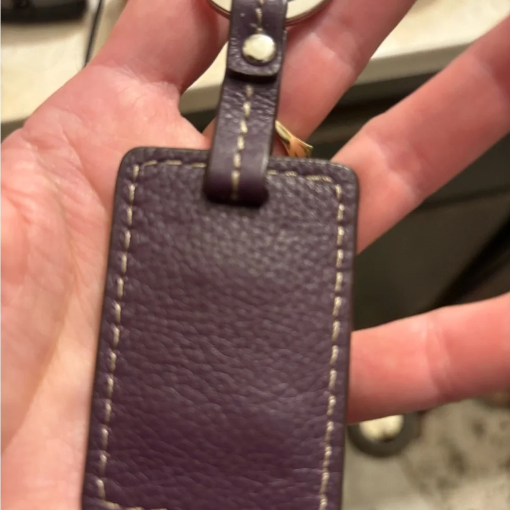 Tignanello brown Leather Key Fob with Shiny Metal Plate